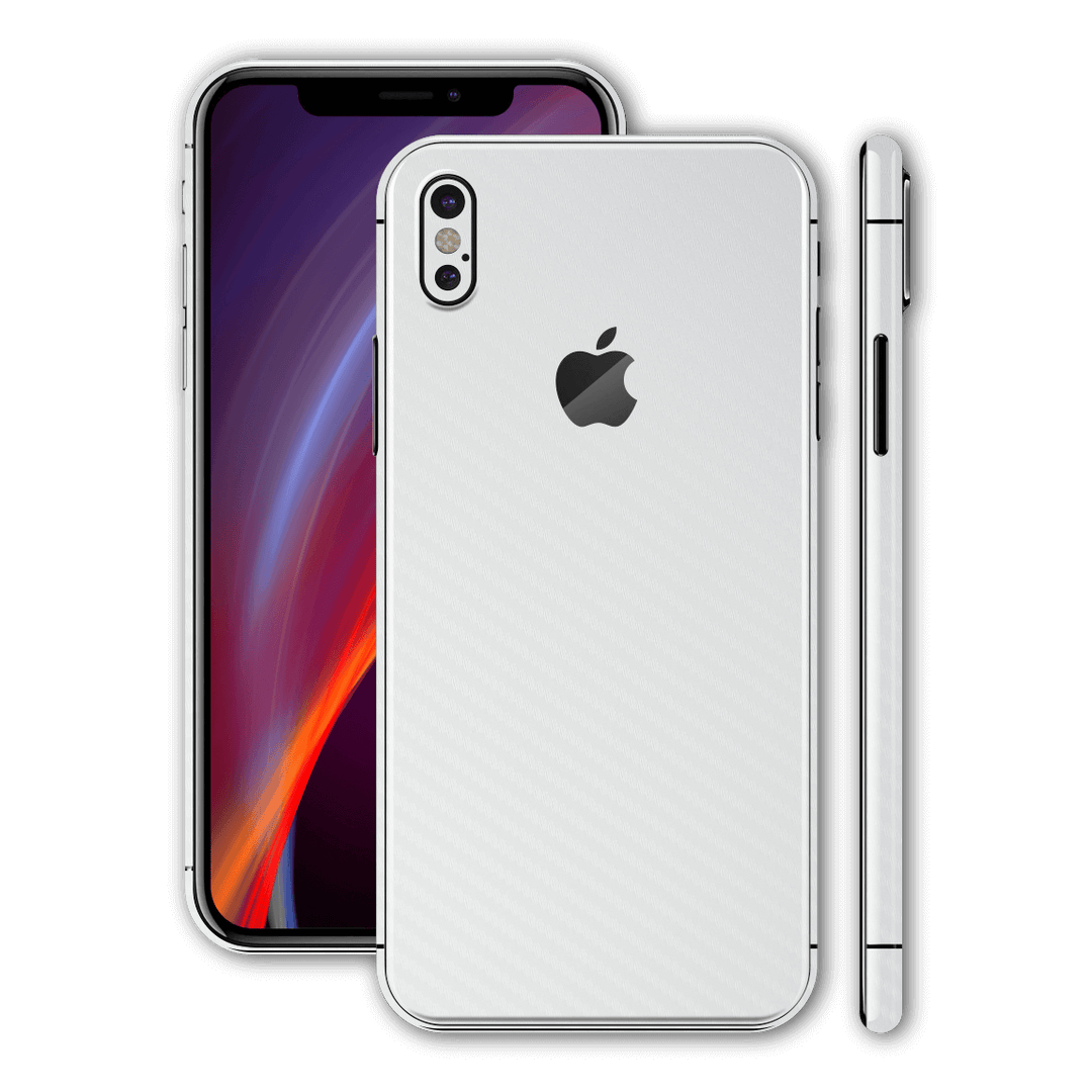 iPhone X White 3D Textured CARBON Fibre Fiber Skin, Wrap, Decal, Protector, Cover by EasySkinz | EasySkinz.com